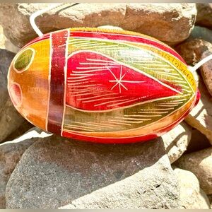 Hand Carved and Painted Columbian Gourd Instrument